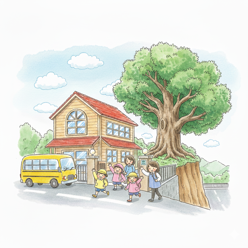 保育園の大きな楠木