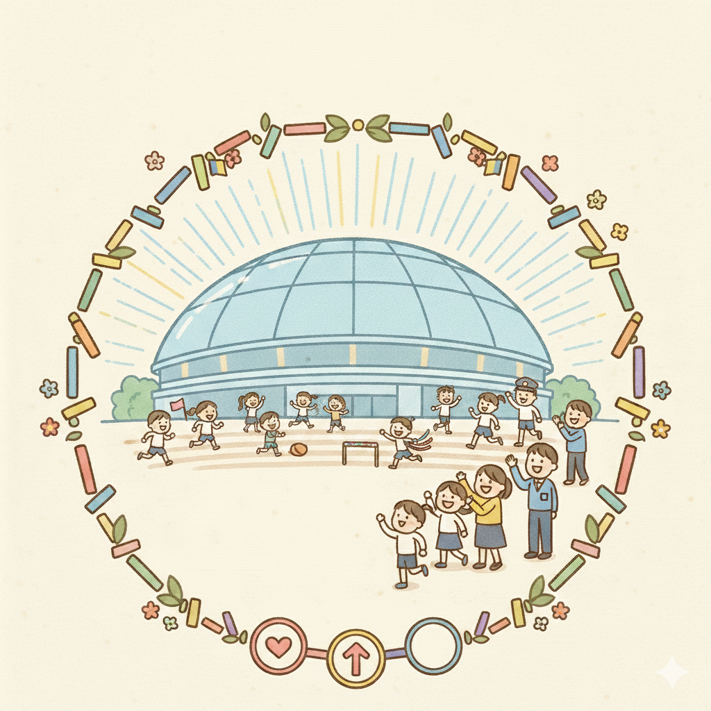 大きなドームで運動会