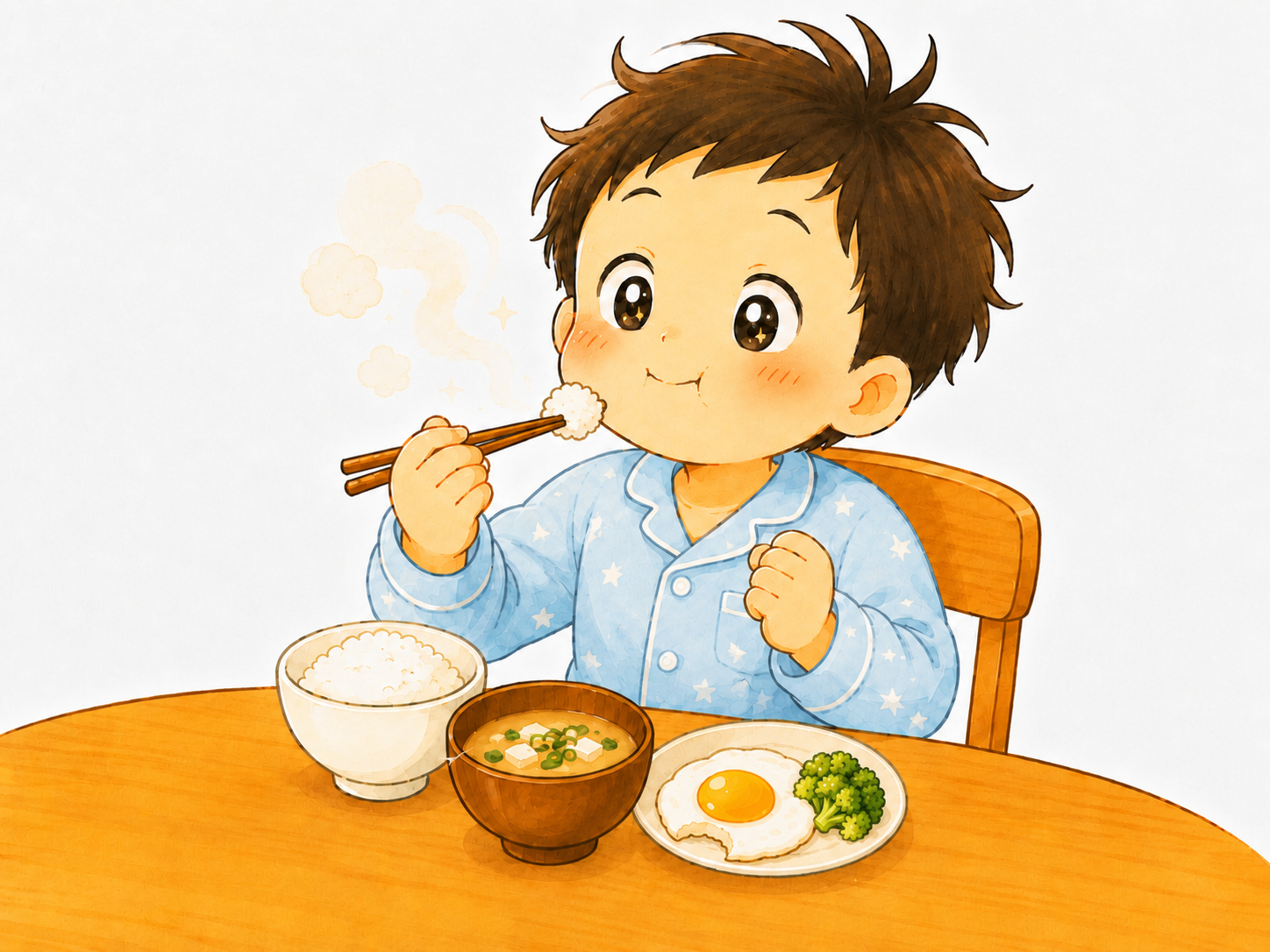 ご飯をほおばる子ども
